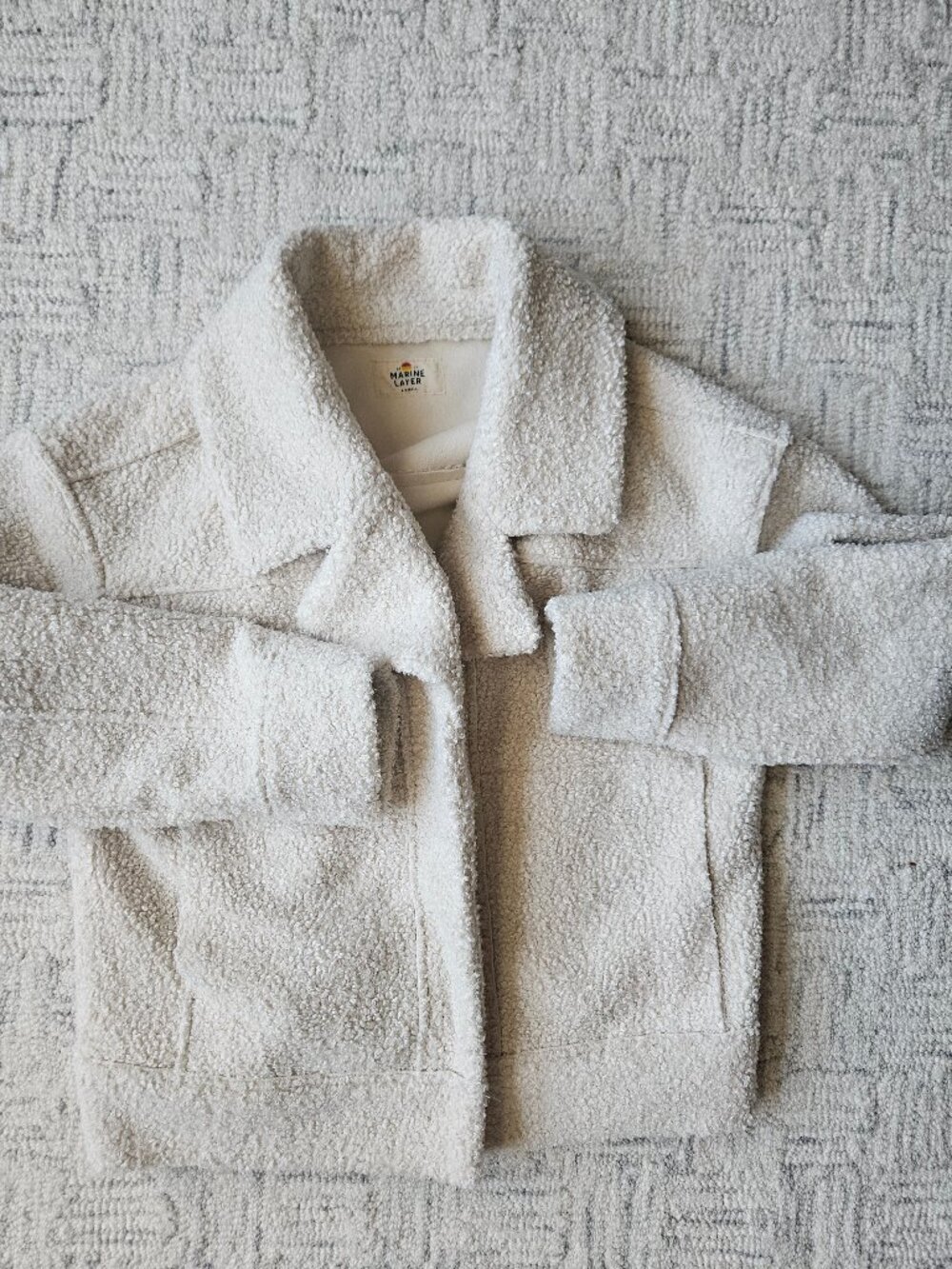 Marine Layer sherpa shearling cream ivory moto cropped women's coat jacket XS